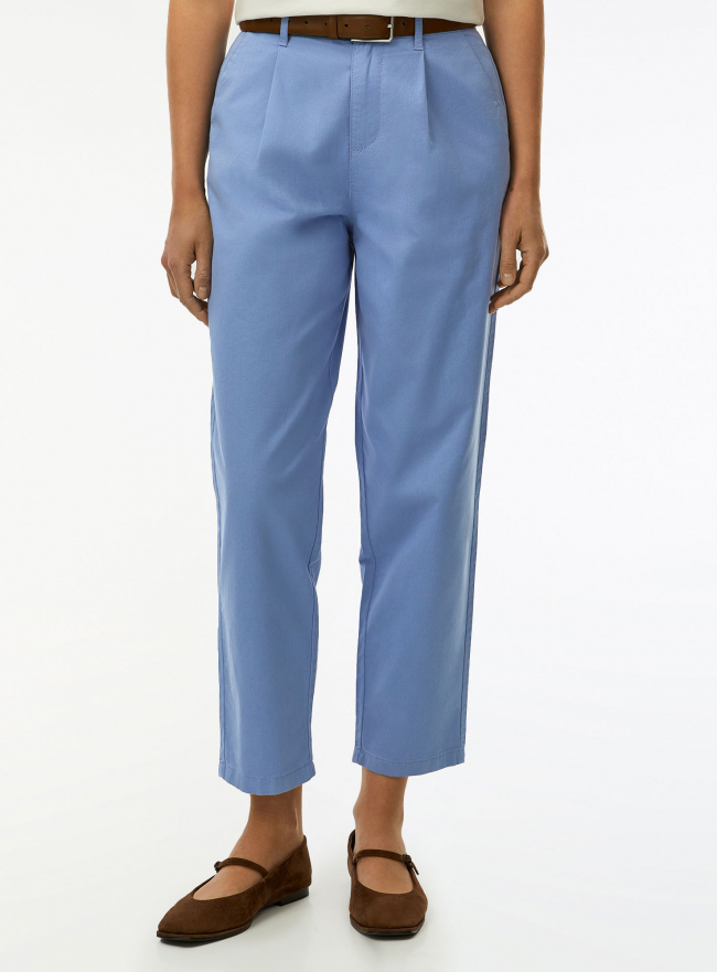 Брюки мом фит из хлопка oodji для Женщины (синий) Брюки мом фит из хлопка oodji для Женщины (синий), 11705024/42841/7000N