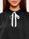 Блузка свободного силуэта с завязками oodji для Женщины (черный), 11411172/38580/2910B