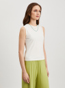 Майка вискозная облегающего силуэта oodji для Женщины (белый), 24315012/53092/1200N