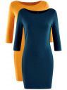 Комплект из двух платьев облегающего силуэта oodji для Женщины (синий), 14001071T2/46148/19V5N