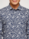 Рубашка принтованная приталенного силуэта oodji для мужчины (синий), 3L110257M/19370N/7910E