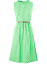 Платье с поясом без рукавов принтованное oodji для Женщины (зеленый), 12C13008-4/20015/6529D
