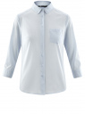 Рубашка с нагрудным карманом и рукавом 3/4 oodji для женщины (синий), 13K01005B/42083/7001N