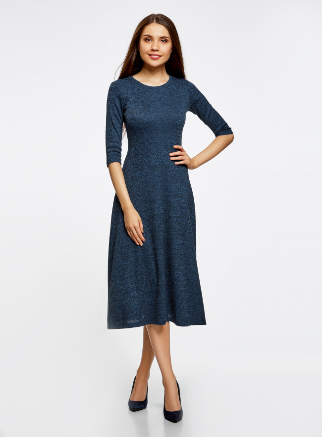 Платье миди с расклешенным низом oodji для Женщина (синий), 14011023/46987/7529M