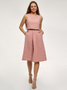 Платье с поясом без рукавов принтованное oodji для женщины (розовый), 12C13008-5/49967/4112C