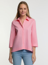 Рубашка свободного силуэта с асимметричным низом oodji для женщины (розовый), 13K11002-1B/42785/4101N