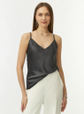 Топ на бретелях из струящейся ткани oodji для Женщины (серый) Топ на бретелях из струящейся ткани oodji для Женщины (серый), 14901426/50157/2501N