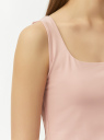Топ из эластичной ткани на широких бретелях oodji для Женщины (розовый) Топ из эластичной ткани на широких бретелях oodji для Женщины (розовый), 24315002-3B/45297/4102N