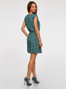 Платье принтованное из вискозы oodji для женщины (зеленый), 11910073-2/45470/6912D