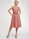 Платье с поясом без рукавов oodji для Женщины (розовый), 12C13008-1/46683/4A00N