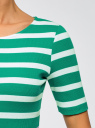 Платье прилегающего силуэта в рубчик oodji для женщины (зеленый), 14011012/45210/6910S