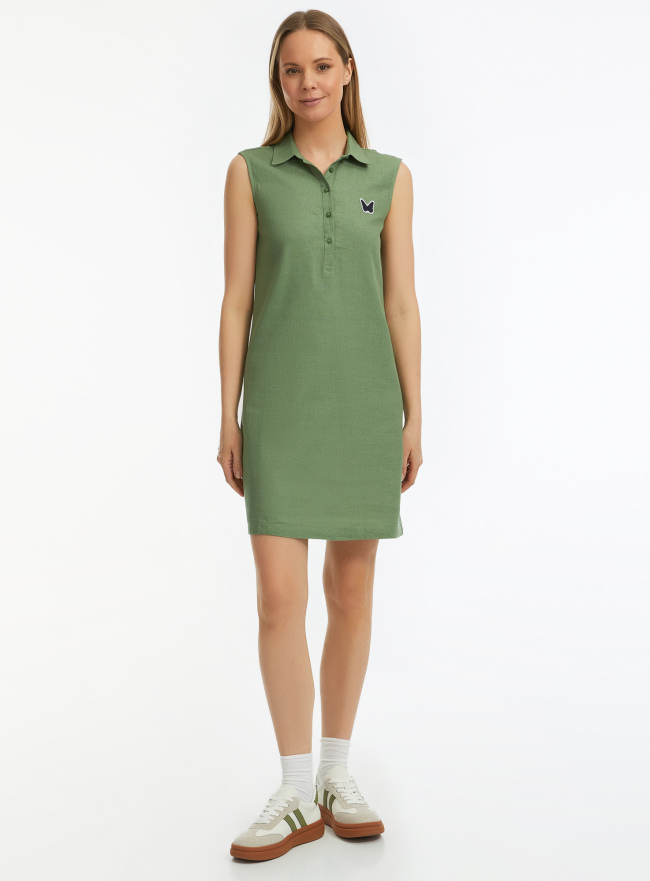 Платье прямое с воротником oodji для Женщины (зеленый), 12C11006/16009/6200N