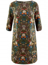 Платье принтованное прямого силуэта oodji для женщины (зеленый), 21900322-1/42913/6859F