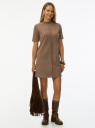 Платье трикотажное с коротким рукавом oodji для Женщины (коричневый) Платье трикотажное с коротким рукавом oodji для Женщины (коричневый), 14011103/50329/3700N