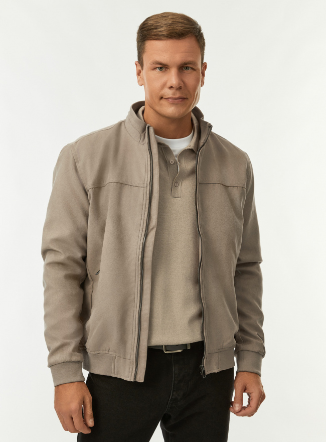 Куртка-бомбер из искусственной замши oodji для Мужчины (бежевый) Куртка-бомбер из искусственной замши oodji для Мужчины (бежевый), 1L511084M/50502N/3302N