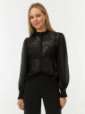 Блузка прямого силуэта с кружевом oodji для Женщины (черный) Блузка прямого силуэта с кружевом oodji для Женщины (черный), 11411244/17358/2900N