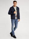 Куртка стеганая с воротником-стойкой и отделкой из искусственной кожи oodji для Мужчины (синий), 1L111017M/34210N/7900N