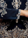 Блузка с этническим узором и отложным воротником oodji для женщины (синий), 21411144-3M/35542/7935E