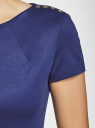 Платье приталенное с металлическим декором на плечах oodji для Женщина (синий), 14001177/18610/7500N