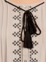 Платье вискозное с вышивкой и декоративными завязками oodji для женщины (бежевый), 21914003/33471/3500N