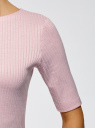 Джемпер в рубчик с круглым вырезом oodji для женщины (розовый), 14701075/46412/4000N