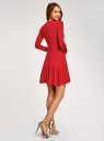 Платье трикотажное с расклешенной юбкой oodji для женщины (красный), 14011015/46384/4500N