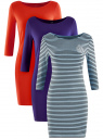 Комплект из трех платьев облегающего силуэта oodji для Женщина (разноцветный), 14001071T3/46148/19BVN