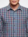 Рубашка приталенного силуэта в клетку oodji для Мужчины (разноцветный), 3L310128M/39511N/4575C
