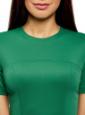 Платье трикотажное с расклешенной юбкой oodji для женщины (зеленый), 14001165/33038/6D00N