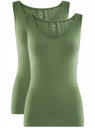 Комплект из двух базовых маек oodji для женщины (зеленый), 24315001T2/46147/6200N