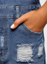 Комбинезон джинсовый с отделкой в стиле пэчворк oodji для женщины (синий), 13108002-1/45254/7500W