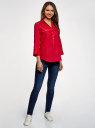 Блузка льняная с карманами oodji для женщины (красный), 21412145/42532/4500N