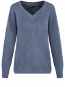 Пуловер удлиненный с V-образным вырезом oodji для женщины (серый), 63807333/48517/7400M