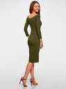 Платье облегающее с вырезом-лодочкой oodji для женщины (зеленый), 14017001-6B/47420/6800N