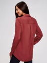 Блузка с нагрудными карманами и регулировкой длины рукава oodji для женщины (красный), 11400355-8B/48458/4900N