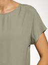 Блузка свободного силуэта с вырезом-капелькой на спине oodji для женщины (зеленый), 11411138-1B/43281/6000N