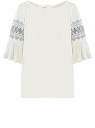 Блузка трикотажная с вышивкой на рукавах oodji для женщины (белый), 14207003/45201/1200N
