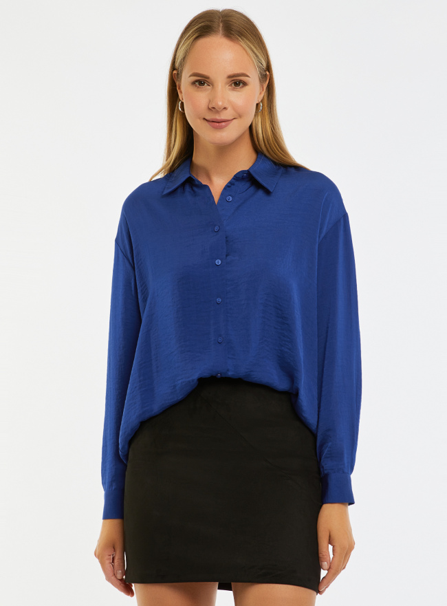 Блузка из струящейся ткани oodji для Женщина (синий), 11411240/40032/7501N