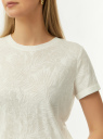 Футболка с эффектом деворе oodji для Женщины (белый) Футболка с эффектом деворе oodji для Женщины (белый), 14701080-68/49937/1200F