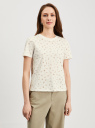 Футболка хлопковая с принтом oodji для Женщины (белый), 14701122/44135N/1233O