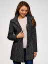 Пальто из фактурной ткани с воротником-стойкой oodji для Женщины (черный), 20104020-3/46968/2912O