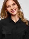 Блузка из струящейся ткани с нагрудными карманами oodji для женщины (черный), 11403225-6B/48853/2900N