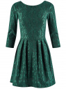 Платье трикотажное приталенное oodji для Женщины (зеленый), 14011005-1/42644/6E00N
