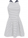 Платье трикотажное полосатое oodji для женщины (белый), 14005125/42633/1279S