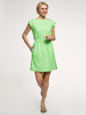 Платье льняное с коротким цельнокроеным рукавом  oodji для Женщины (зеленый), 12C13012/16009/6A00N