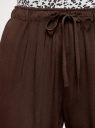 Брюки вискозные на завязках oodji для женщины (коричневый), 13F11001B/26346/3700N