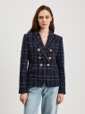 Жакет приталенный из твида oodji для Женщины (синий), 11203177-3/51965/7975C