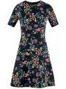 Платье трикотажное с расклешенной юбкой oodji для женщины (черный), 14001165/33038/2962F