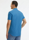 Рубашка с воротником-стойкой и коротким рукавом oodji для Мужчина (синий), 3L230001M-1/39767N/7573C