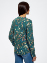 Блузка принтованная из вискозы oodji для Женщины (зеленый), 21400394-1/24681/6C66F
